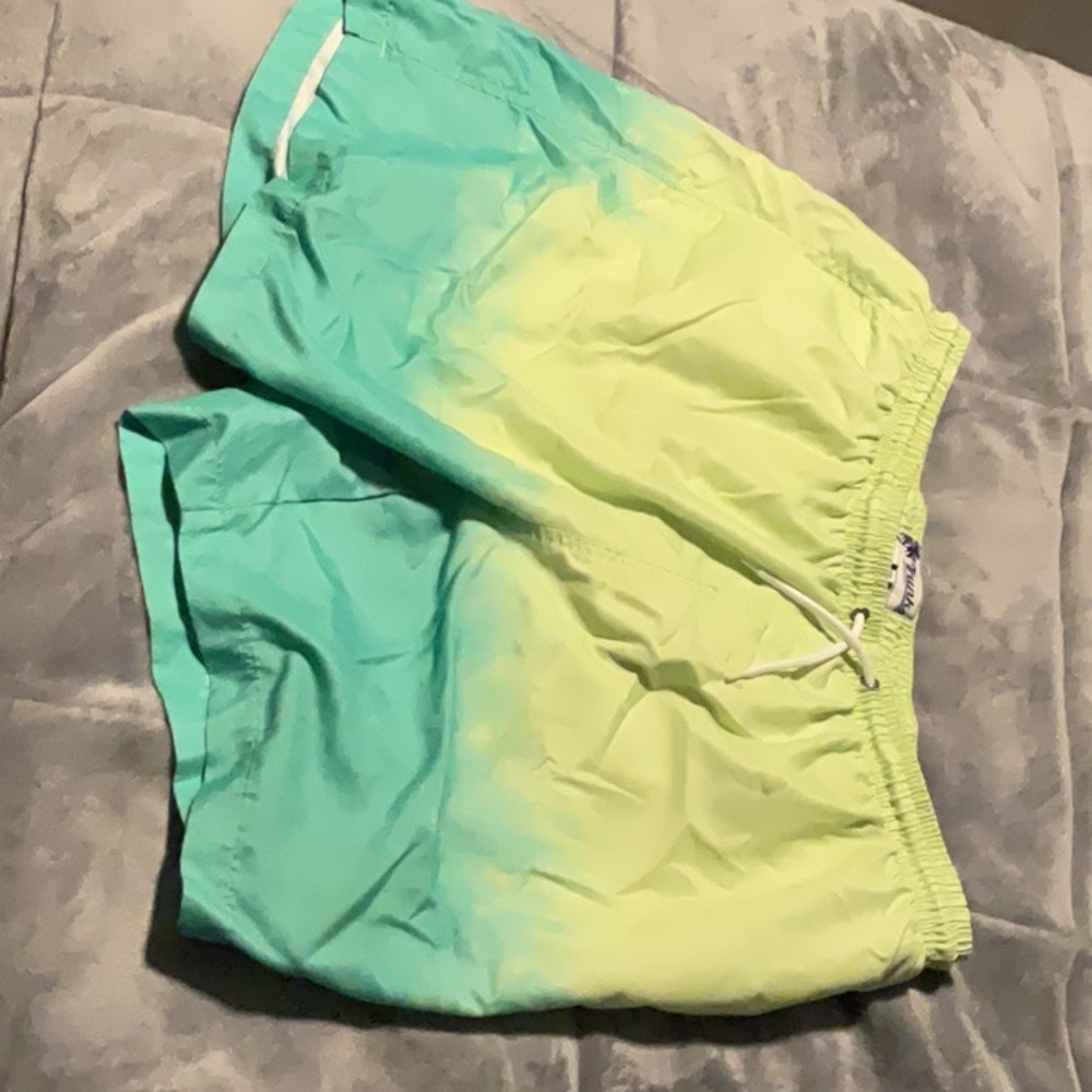 Green and Yellow Ombre Swim Shorts